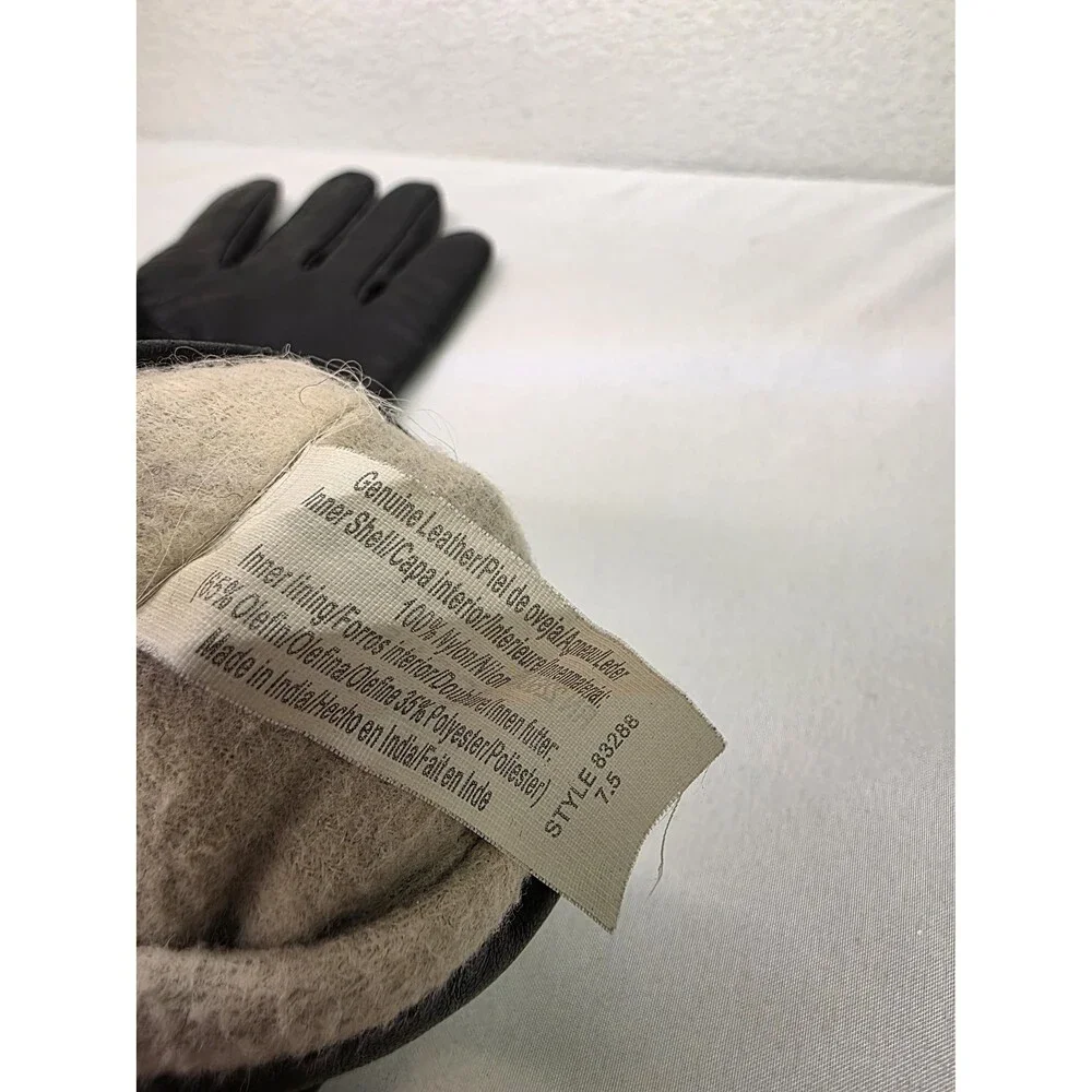 Vintage Black Leather Gloves Size 7.5 Retro Unisex Gloves, Genuine Leather